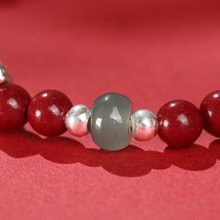 Braccialetto di benedizione in corda rossa di giada cinabro dell'anno del cavallo Buddha Stones - image 9