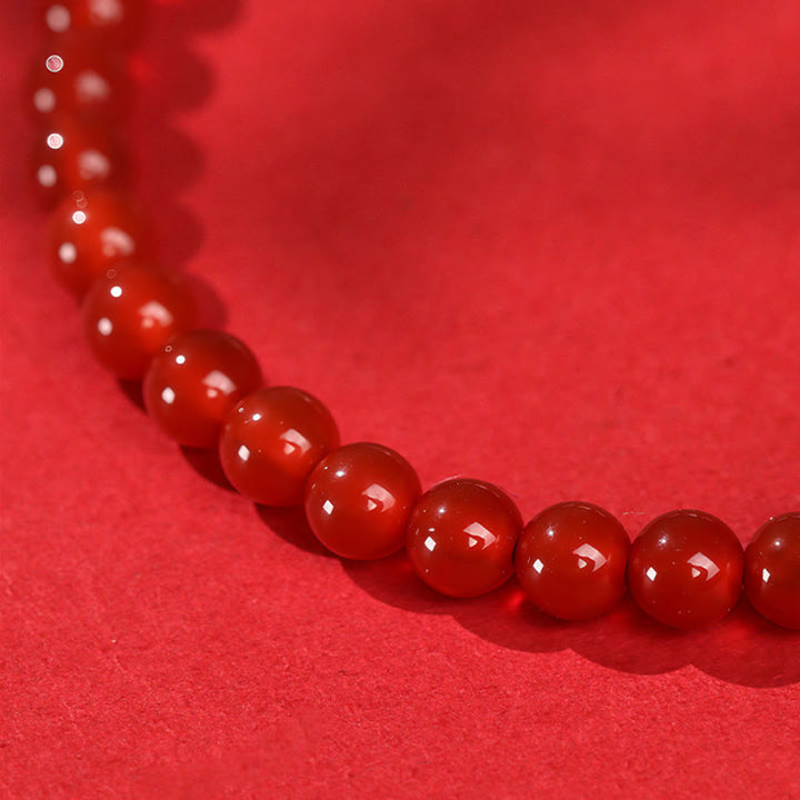 Bracciale Buddha Stones Year Of The Horse in agata rossa, argento sterling 999, cinabro e calma - image 11