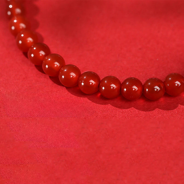 Bracciale Buddha Stones Year Of The Horse in agata rossa, argento sterling 999, cinabro e calma - image 12