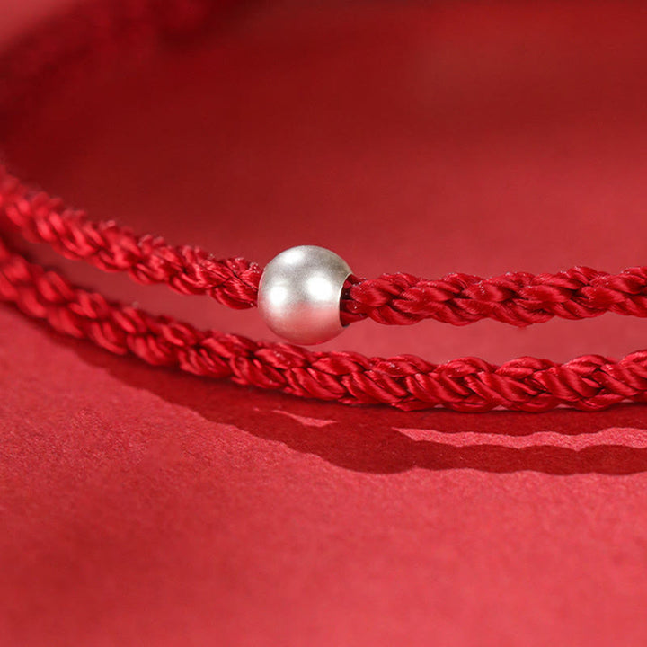 Braccialetto di concentrazione in argento sterling 999 con cordino rosso, giada Hetian, cinabro e Buddha Stones dell'anno del cavallo - image 15