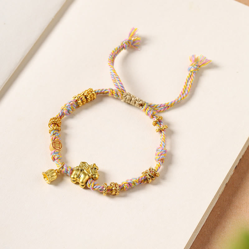 Braccialetto tibetano intrecciato in corda di rame con Buddha Stones dell'anno del cavallo - image 1