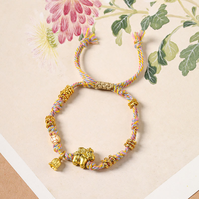 Braccialetto tibetano intrecciato in corda di rame con Buddha Stones dell'anno del cavallo - image 2