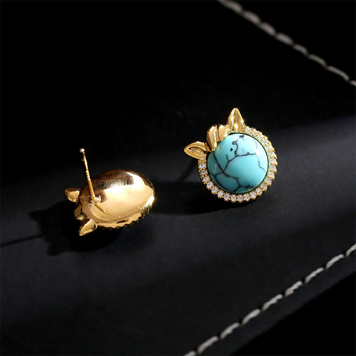 Orecchini a forma di orecchio di cavallo in rame turchese Buddha Stones - image 7