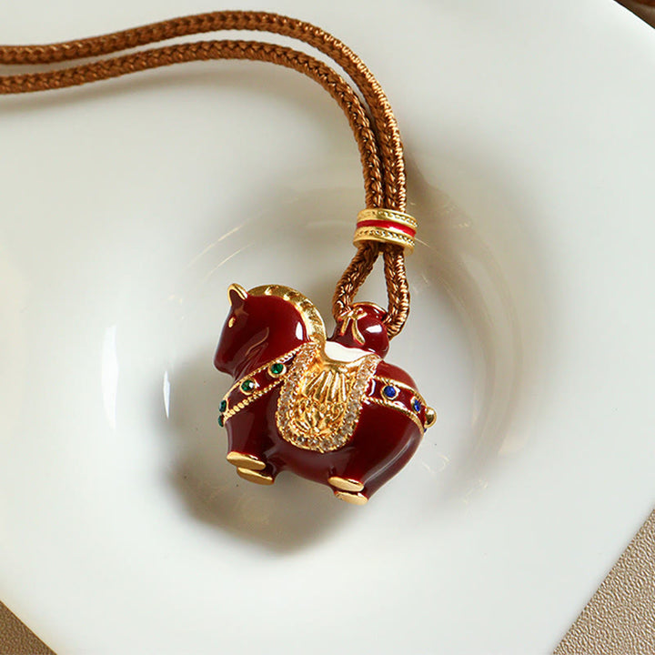 Ciondoli per collana in rame con Buddha Stones dell'anno del cavallo - image 3