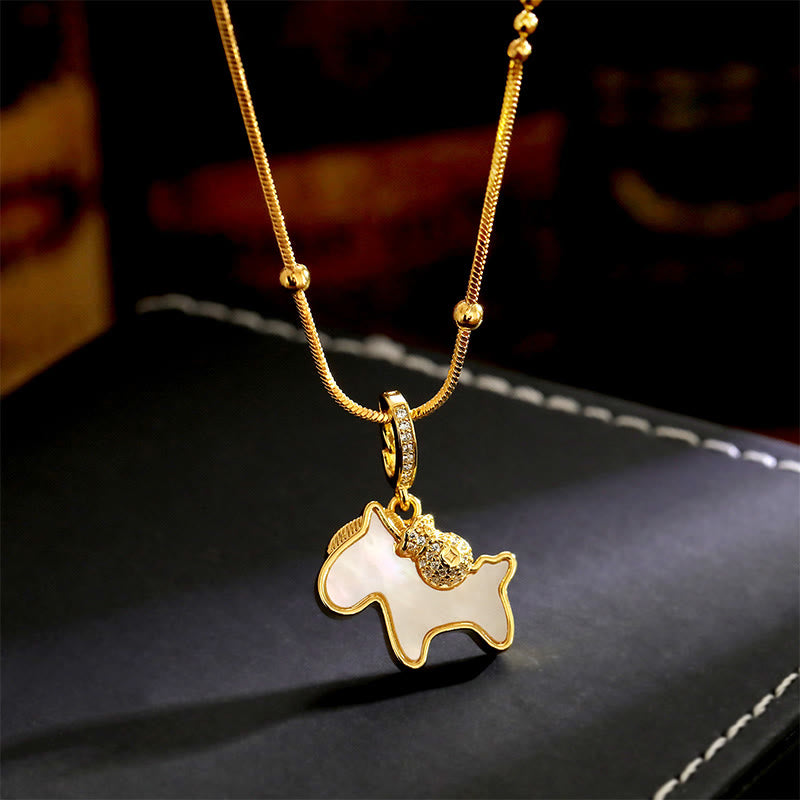 Collana con ciondolo in rame con Buddha Stones ciondolo portafortuna per l'anno del cavallo - Cavallo di rame - image 0