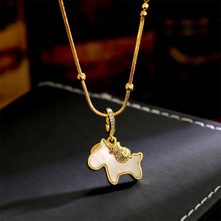 Collana con ciondolo in rame con Buddha Stones ciondolo portafortuna per l'anno del cavallo - Cavallo di rame - image 0