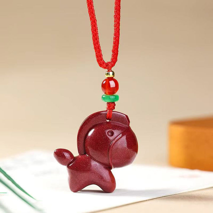 Collana con Buddha Stones dell'anno del cavallo, Cinabro e calma - Cavallo di corda rossa - image 3