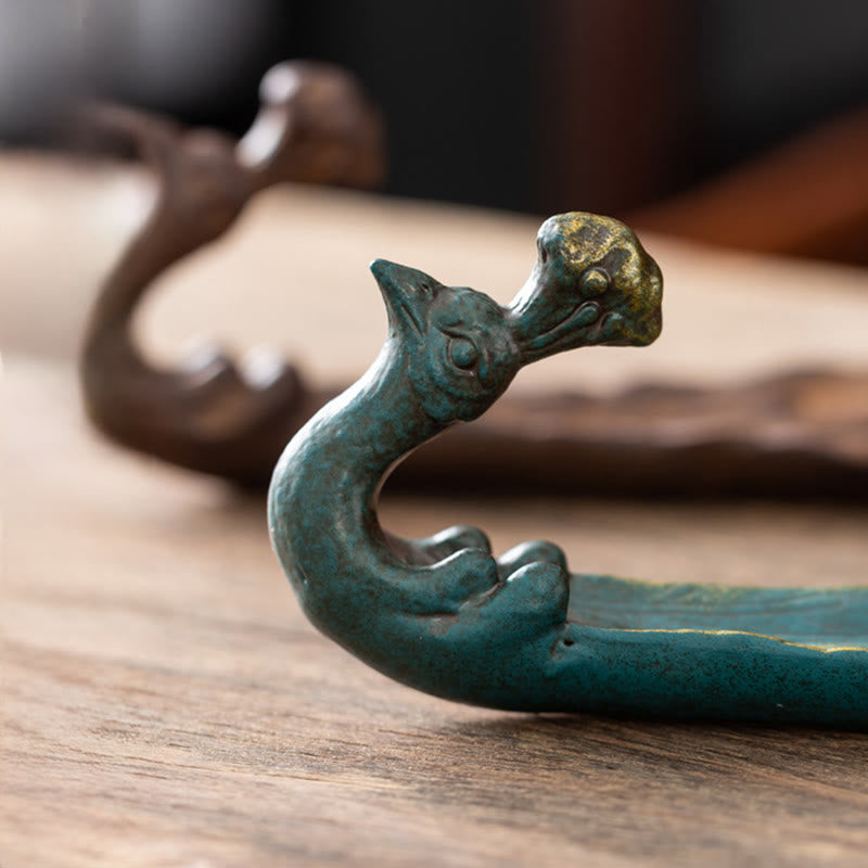 Bruciatore di incenso per la casa Buddha Stones a forma di pavone e portafortuna - image 10