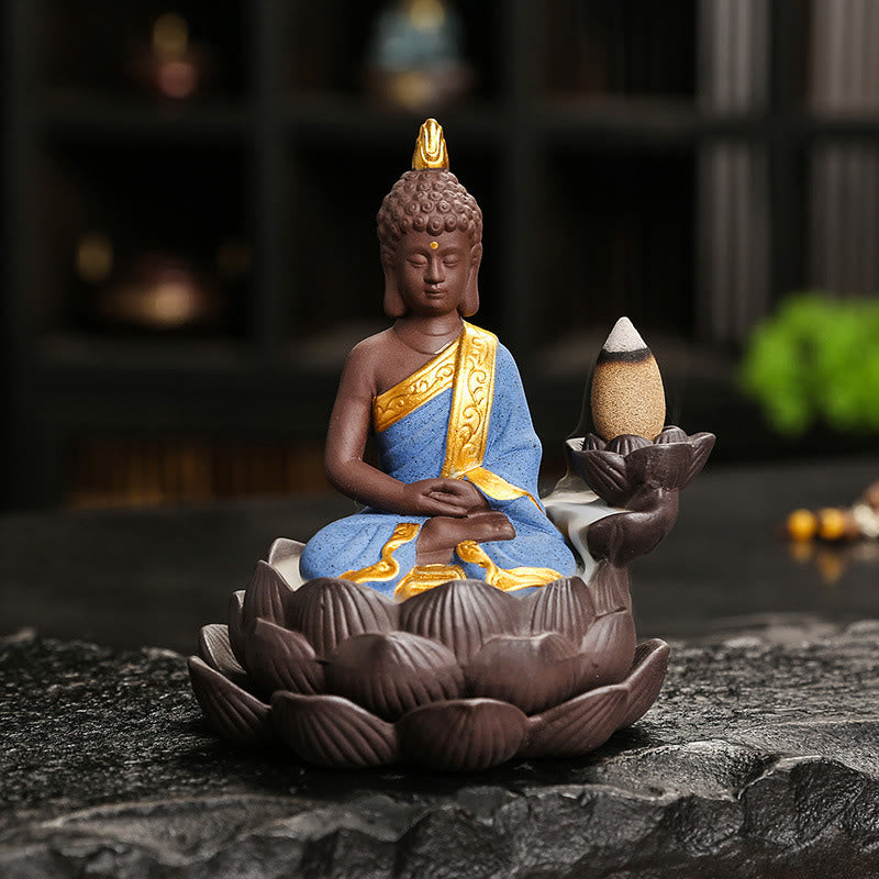 Buddha Stones Buddha Serenity Decorazione per la casa Bruciatore di incenso - Meditazione del Buddha blu (9,1*7,8*10,7 cm) - image 10