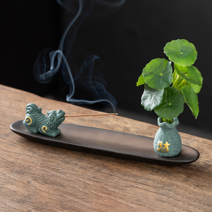 Bruciatore di incenso per la decorazione della casa Buddha Stones Pixiu Wealth - Pixiu blu (25,7*7,5*5,8 cm) - image 10