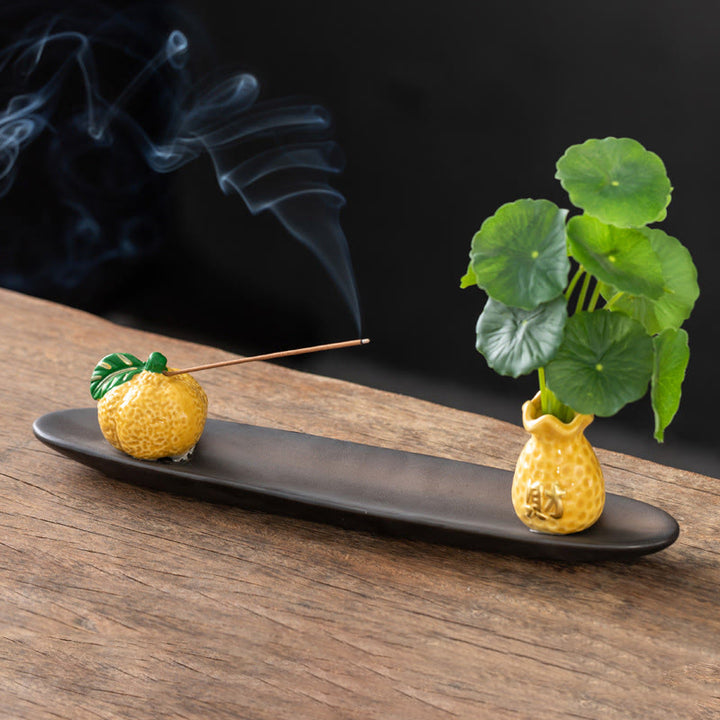 Bruciatore di incenso per la decorazione della casa Buddha Stones Pixiu Wealth - Mandarino giallo (25,7*7,5*5,8 cm) - image 18