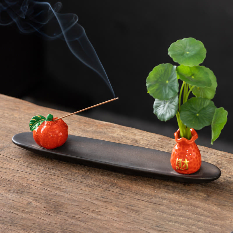 Bruciatore di incenso per la decorazione della casa Buddha Stones Pixiu Wealth - Mandarino arancione (25,7*7,5*5,8 cm) - image 15