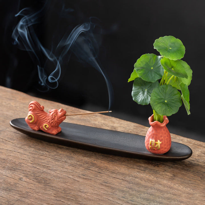 Bruciatore di incenso per la decorazione della casa Buddha Stones Pixiu Wealth - Pixiu arancione (25,7*7,5*5,8 cm) - image 8