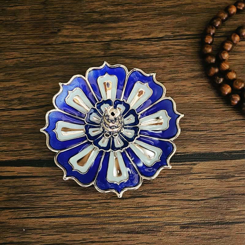 Bruciatore di incenso per la decorazione della casa Buddha Stones loto - Loto blu (8,8*3,2 cm) - image 1