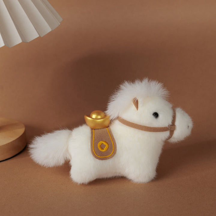 Decorazione da appendere con pony di peluche a tinta unita, lingotto d'oro dell'anno del cavallo, Buddha Stones - image 2