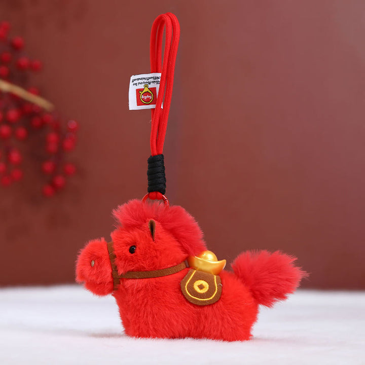 Decorazione da appendere con pony di peluche a tinta unita, lingotto d'oro dell'anno del cavallo, Buddha Stones - Corda per cavalli rossi - image 25