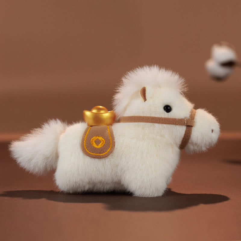 Decorazione da appendere con pony di peluche a tinta unita, lingotto d'oro dell'anno del cavallo, Buddha Stones - image 3