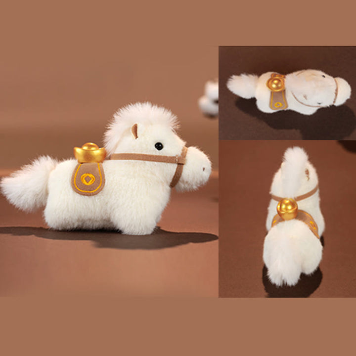 Decorazione da appendere con pony di peluche a tinta unita, lingotto d'oro dell'anno del cavallo, Buddha Stones - image 4