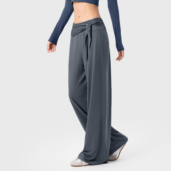 Pantaloni sportivi da donna a gamba larga, traspiranti, con lacci, casual, Buddha Stones - Grigio - US12, UK/AU16, EU44 (XL) - image 2