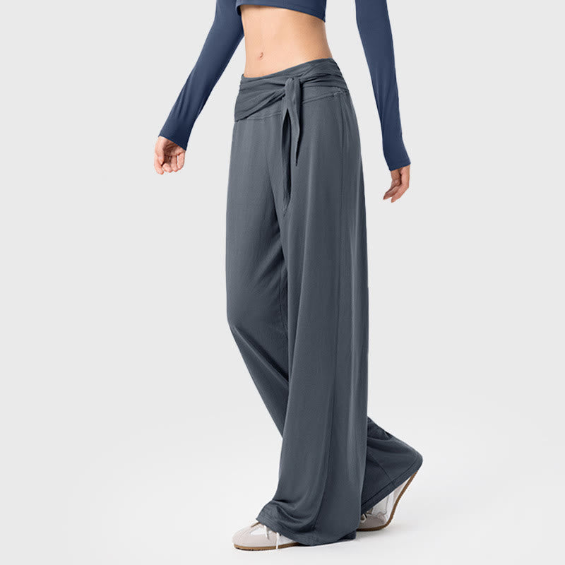 Pantaloni sportivi da donna a gamba larga, traspiranti, con lacci, casual, Buddha Stones - Grigio - US12, UK/AU16, EU44 (XL) - image 2