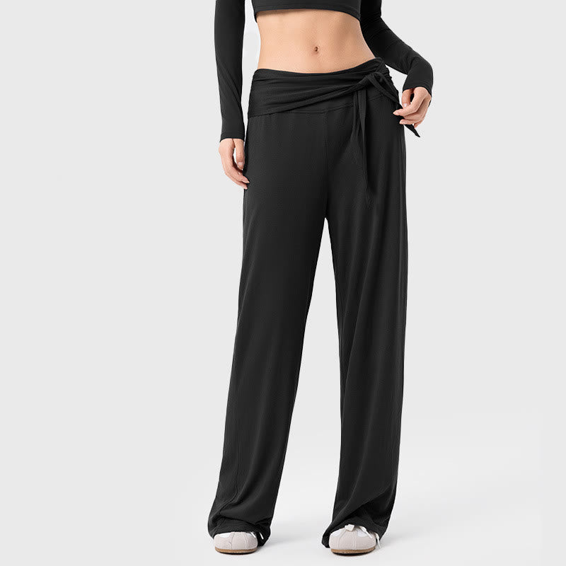 Pantaloni sportivi da donna a gamba larga, traspiranti, con lacci, casual, Buddha Stones - Nero - US12, UK/AU16, EU44 (XL) - image 0