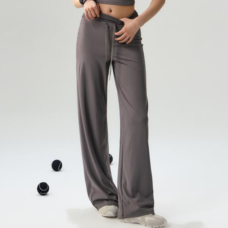 Pantaloni larghi da donna con elastico in vita, stile casual, con coulisse, per yoga e palestra, Buddha Stones - image 2
