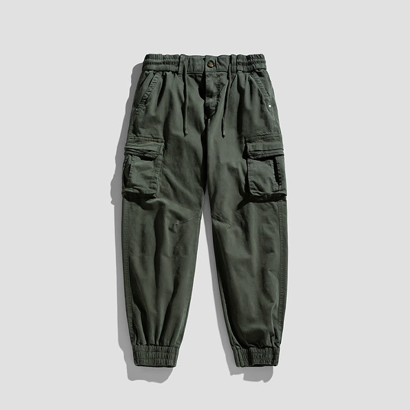 Pantaloni da uomo affusolati con tasche, polsini elastici estivi in ​​cotone Buddha Stones - Verde Mare Scuro - US/UK/AU48, EU58 (6XL) - image 6