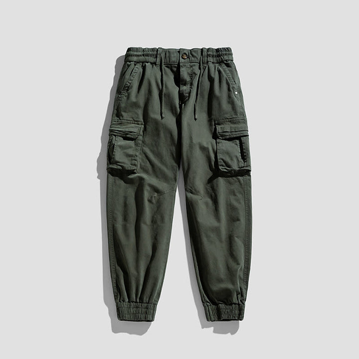 Pantaloni da uomo affusolati con tasche, polsini elastici estivi in ​​cotone Buddha Stones - Verde Mare Scuro - US/UK/AU48, EU58 (6XL) - image 6