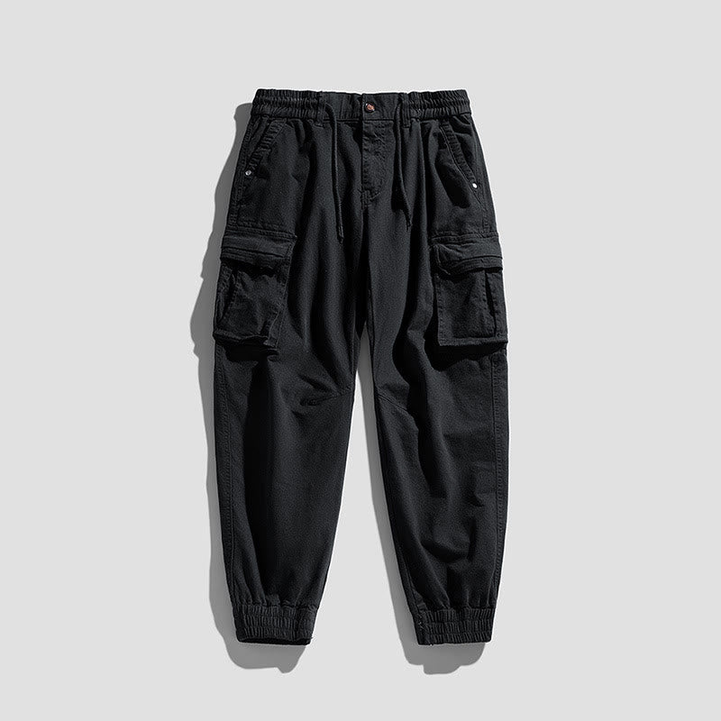 Pantaloni da uomo affusolati con tasche, polsini elastici estivi in ​​cotone Buddha Stones - Nero - US/UK/AU48, EU58 (6XL) - image 11