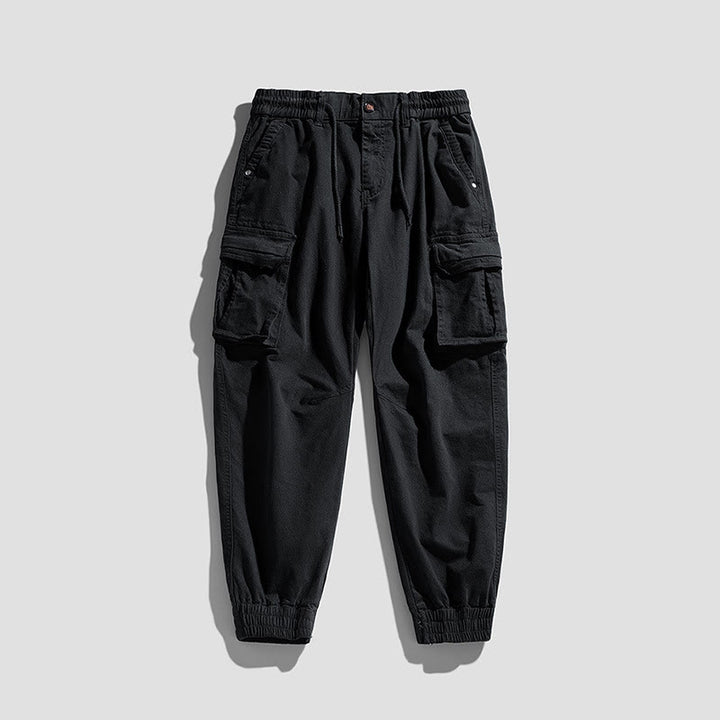 Pantaloni da uomo affusolati con tasche, polsini elastici estivi in ​​cotone Buddha Stones - Nero - US/UK/AU48, EU58 (6XL) - image 11