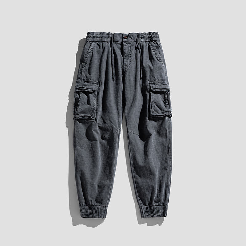 Pantaloni da uomo affusolati con tasche, polsini elastici estivi in ​​cotone Buddha Stones - Grigio - US/UK/AU48, EU58 (6XL) - image 9