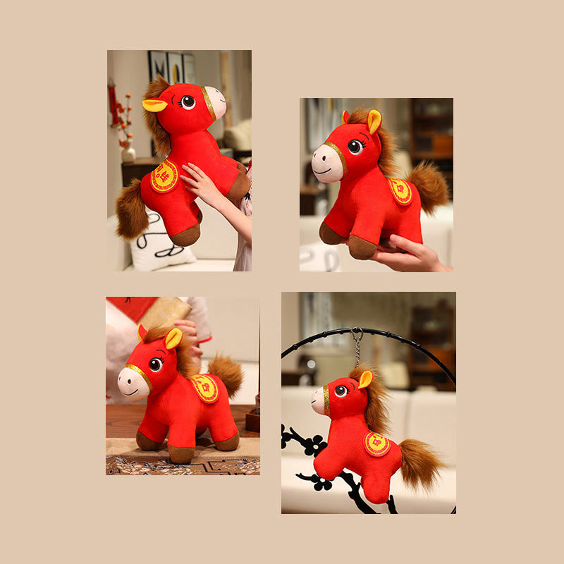 Buddha Stones Anno del cavallo Cavallo rosso in piedi Peluche Bambola Ricchezza Prosperità Decorazione per la casa - image 12
