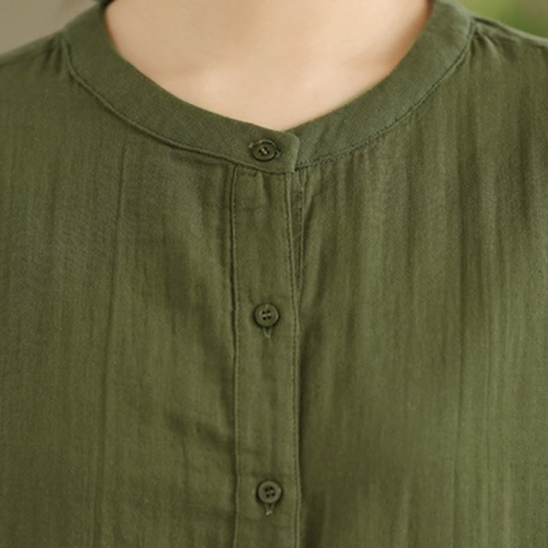 Camicia da donna a maniche lunghe con bottoni, scollo tondo, ricamo autunnale Buddha Stones, figura umana e motivo a cane - image 28