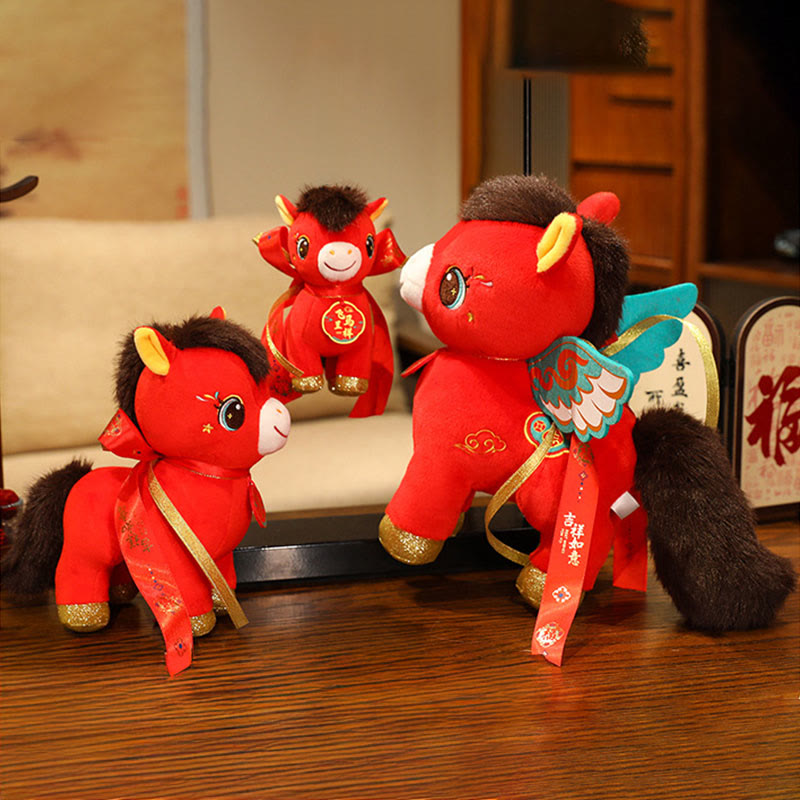 Buddha Stones Peluche a forma di cavallo alato con motivo a nuvola di buon auspicio, decorazione per la casa. - image 5