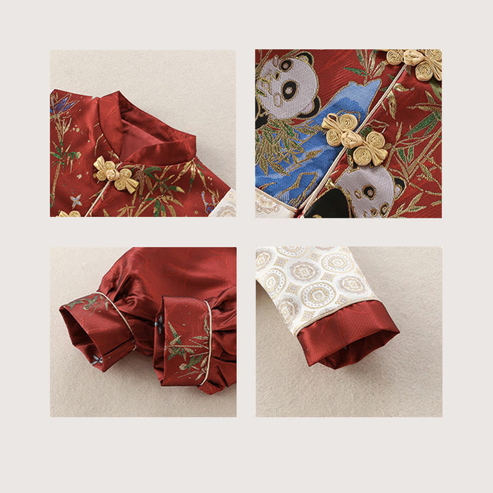 Set di 2 completi invernali con pantaloni elastici in vita e maniche lunghe per neonato, motivo: panda e bambù, motivo: Buddha Stones - image 8