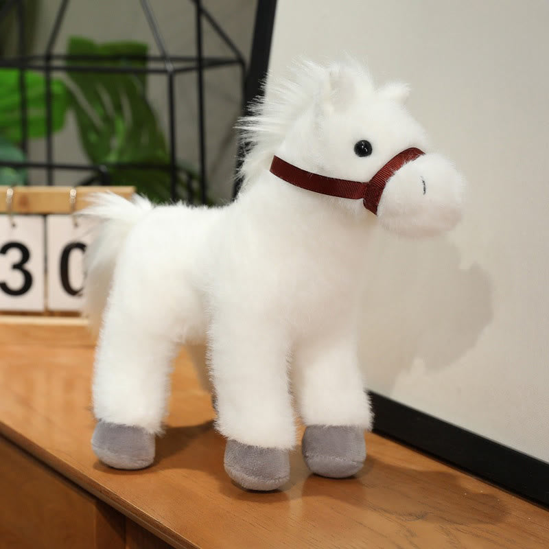 Buddha Stones Anno del cavallo, grazioso pony in tinta unita, peluche, decorazione per la casa della prosperità - Bianco - 23 cm (misurato dall'orecchio al piede) - image 6
