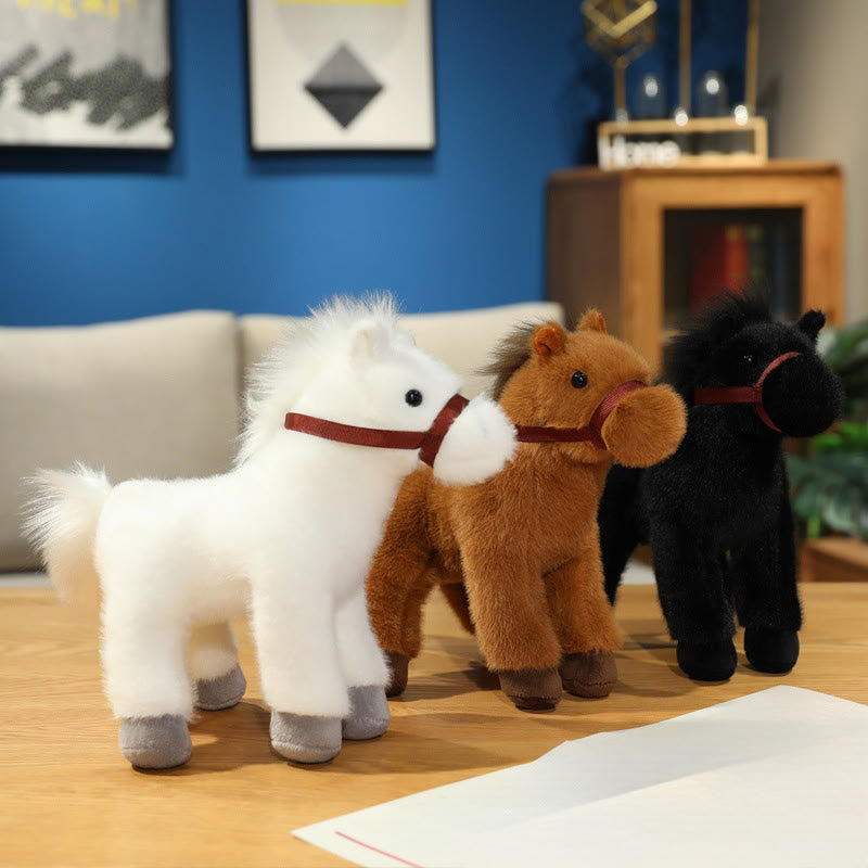 Buddha Stones Anno del cavallo, grazioso pony in tinta unita, peluche, decorazione per la casa della prosperità - image 0