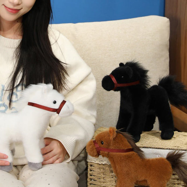 Buddha Stones Anno del cavallo, grazioso pony in tinta unita, peluche, decorazione per la casa della prosperità - image 14