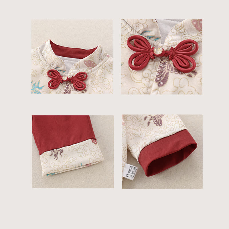 Set di abiti da bambina in cotone con maniche lunghe, pantaloni elastici in vita e tuta a maniche lunghe con motivo a farfalla e motivo a pesce koi invernale Buddha Stones 2 pezzi - image 6