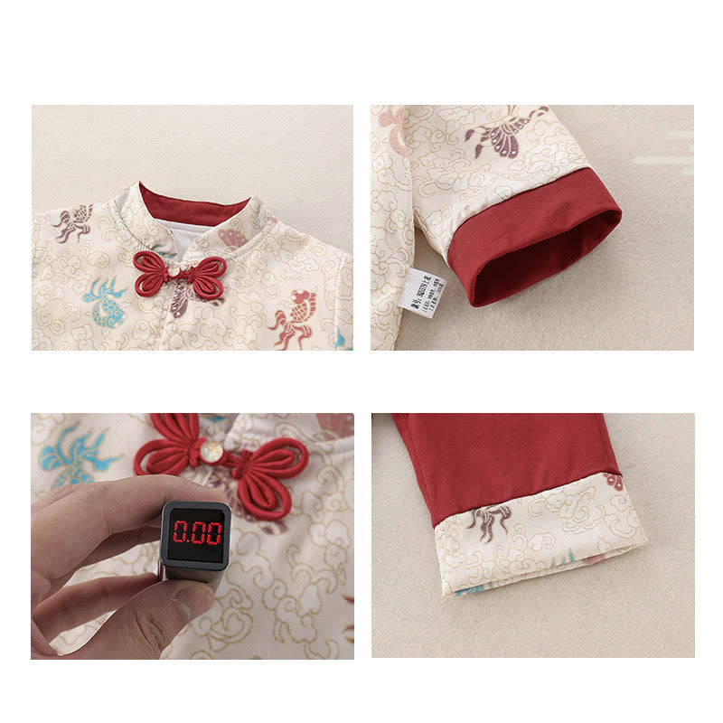 Set di abiti da bambina in cotone con maniche lunghe, pantaloni elastici in vita e tuta a maniche lunghe con motivo a farfalla e motivo a pesce koi invernale Buddha Stones 2 pezzi - image 5