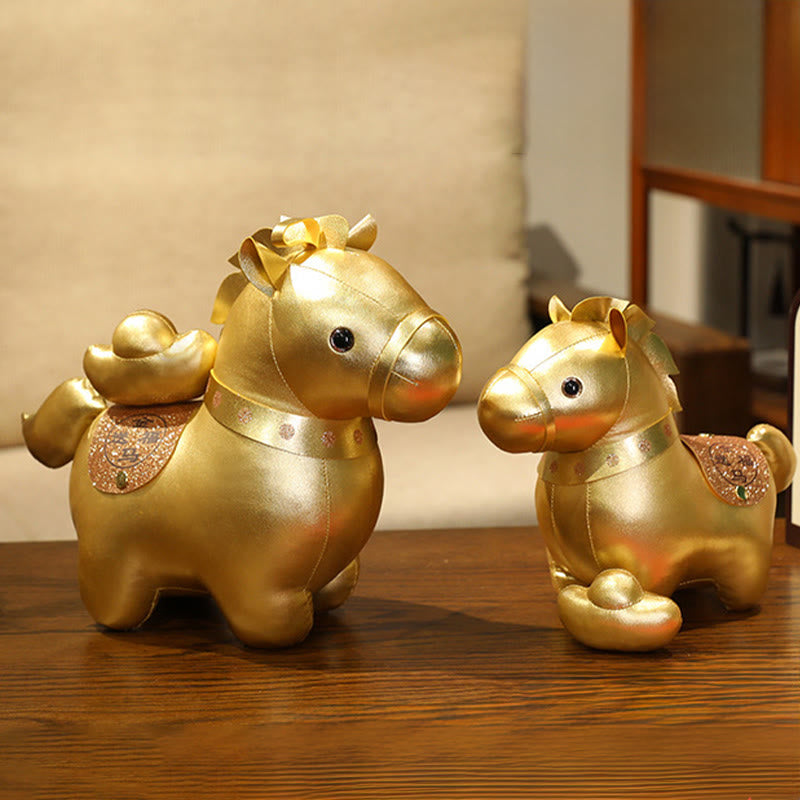 Buddha Stones Anno del cavallo, lingotto d'oro, bambola pony carina, decorazione per la casa della prosperità - image 6