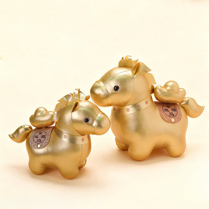 Buddha Stones Anno del cavallo, lingotto d'oro, bambola pony carina, decorazione per la casa della prosperità - image 9
