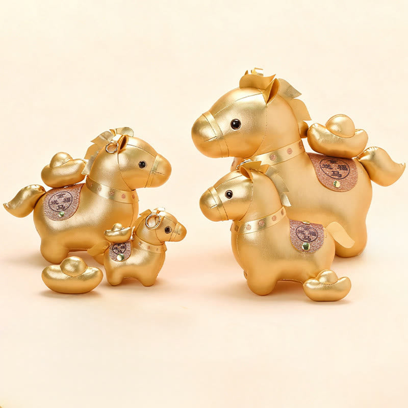 Buddha Stones Anno del cavallo, lingotto d'oro, bambola pony carina, decorazione per la casa della prosperità - image 10