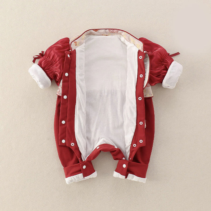 Tutina intera a maniche lunghe in cotone per bambina con motivo Buddha Stones Spring Cats Persimmons - image 3