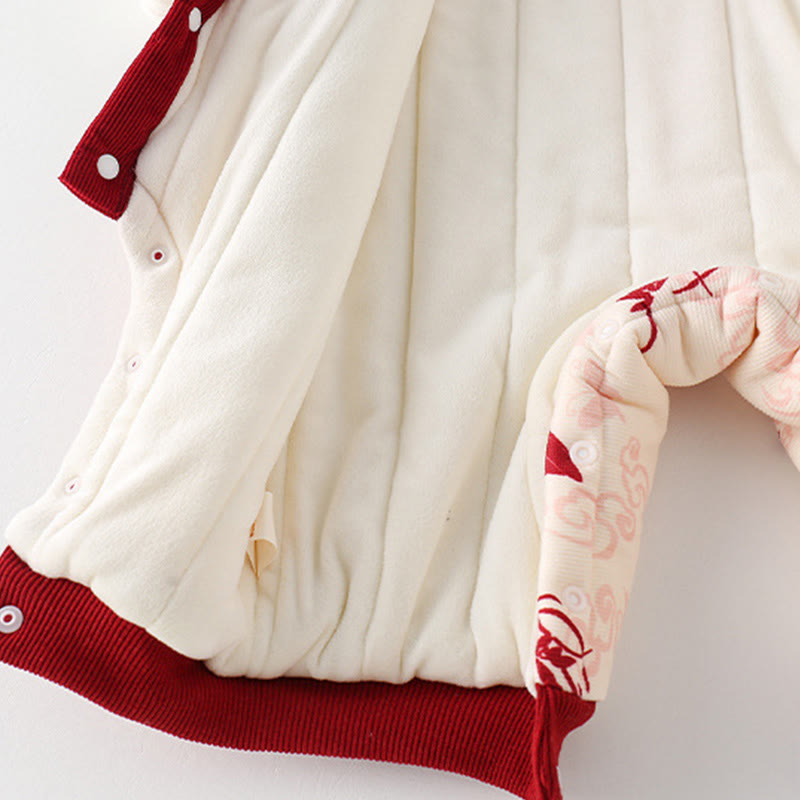 Tutina intera a maniche lunghe in cotone per bambina con motivo a farfalle invernali e nuvole di buon auspicio, motivo Buddha Stones - image 7