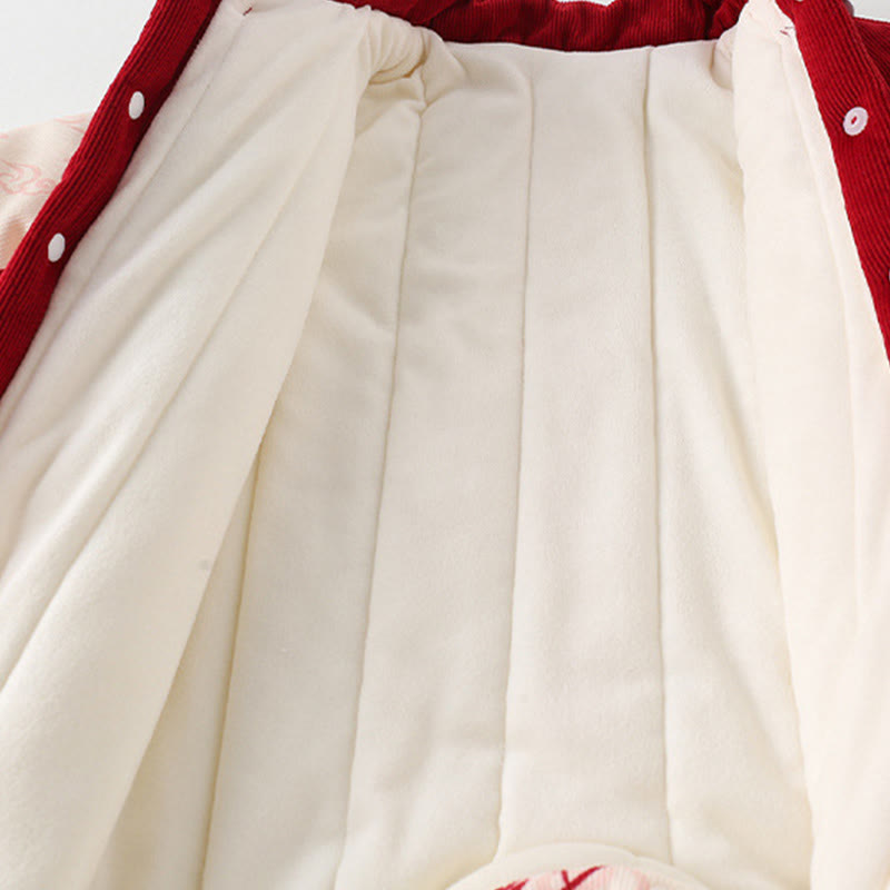 Tutina intera a maniche lunghe in cotone per bambina con motivo a farfalle invernali e nuvole di buon auspicio, motivo Buddha Stones - image 6