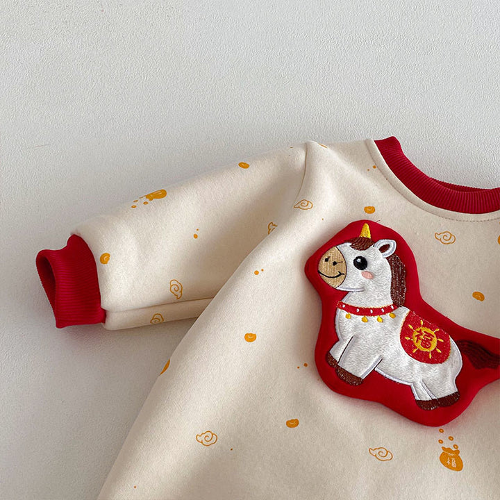 Tutina intera a maniche lunghe in cotone per neonato e bambina, motivo: Buddha Stones, modello: Anno del Cavallo Invernale - image 5