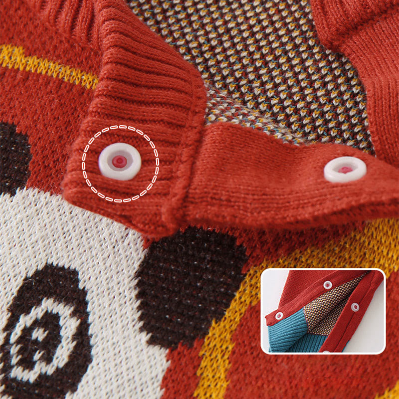 Tutina intera in maglia a maniche lunghe in cotone per neonato e bambina, motivo panda rosso, autunno inverno, Buddha Stones - image 5