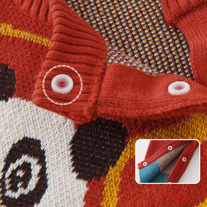 Tutina intera in maglia a maniche lunghe in cotone per neonato e bambina, motivo panda rosso, autunno inverno, Buddha Stones - image 5