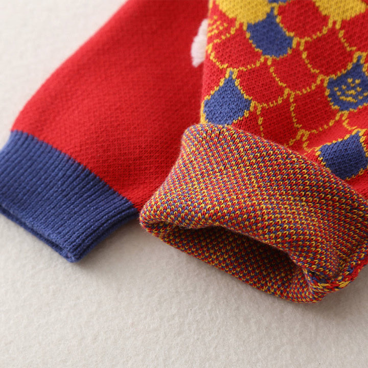 Tutina intera in maglia a maniche lunghe in cotone per neonato e bambina, motivo drago rosso, autunno inverno, Buddha Stones - image 9